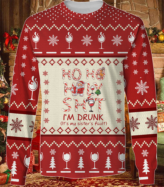 Ho Ho Holy shit I am drunk Christmas KNITTED Sweater, Christmas Ugly Sweater, Christmas Gift, Gift Christmas 2024