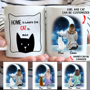 Home is where the cat is funny custom christmas mugs