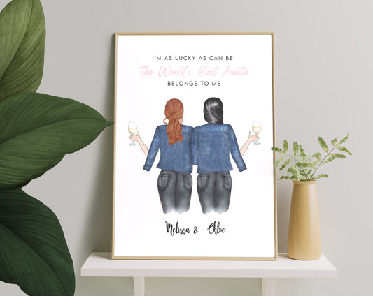 Pictiúr Pearsanta Priontáil Saincheaptha Do Neacht, Bronntanas Pearsanta Duit, Priontála Breithlá, Bronntanas Do Neacht, Cló do Nianna agus Aintín, Bronntanas d'Aintín, Aintín agus Neacht