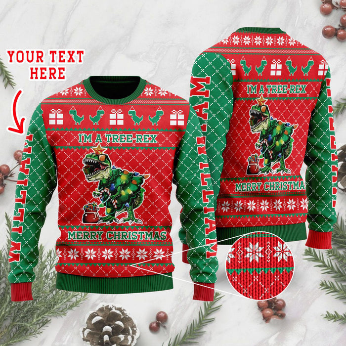 I am A Tree rex Merry Christmas Dinosaur Custom Sweater, Christmas Ugly Sweater, Christmas Gift, Gift Christmas 2024