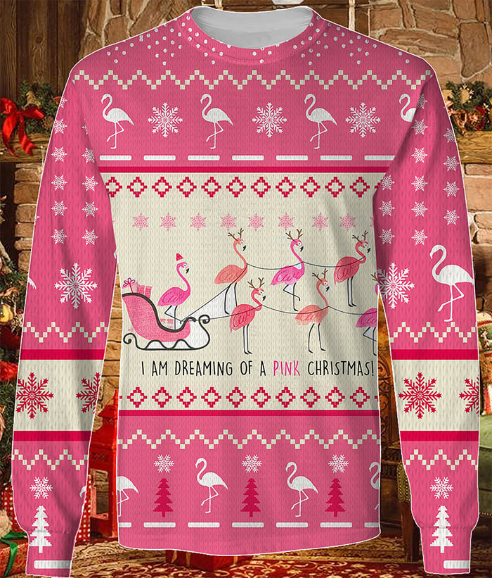 I am Dreaming Of A Pink Christmas Flamingo Ugly Sweater, Christmas Ugly Sweater, Christmas Gift, Gift Christmas 2024