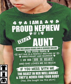 I am a proud nephew of a crazy Aunt Youth T-Shirt