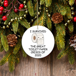 I survived the great toilet paper ornament, Merry Christmas ornament funny family gift idea
