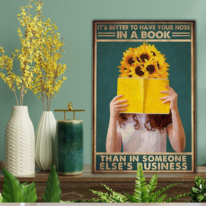 Its better to have your nose in a book, Wall-art Canvas, Reading Canvas