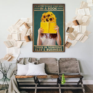 Its better to have your nose in a book, Wall-art Canvas, Reading Canvas