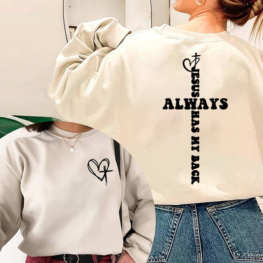 Jesus Has My Back Christian Graphic Tshirt - Faith Bible Verse Tee for Women - Christian Religious Unisex Tee - Sunday Church Outfit