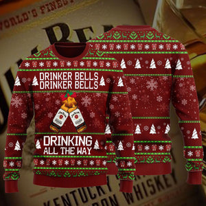 Jim Beam Drinker Bells Drinker Bells Drinking All The Way, Christmas Ugly Sweater, Christmas Gift, Gift Christmas 2022