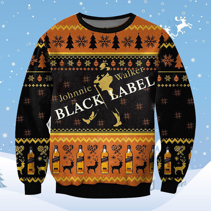 Johnnie Walker Black Label Whiskey Ugly Sweater Christmas, Christmas Ugly Sweater, Christmas Gift, Gift Christmas 2024