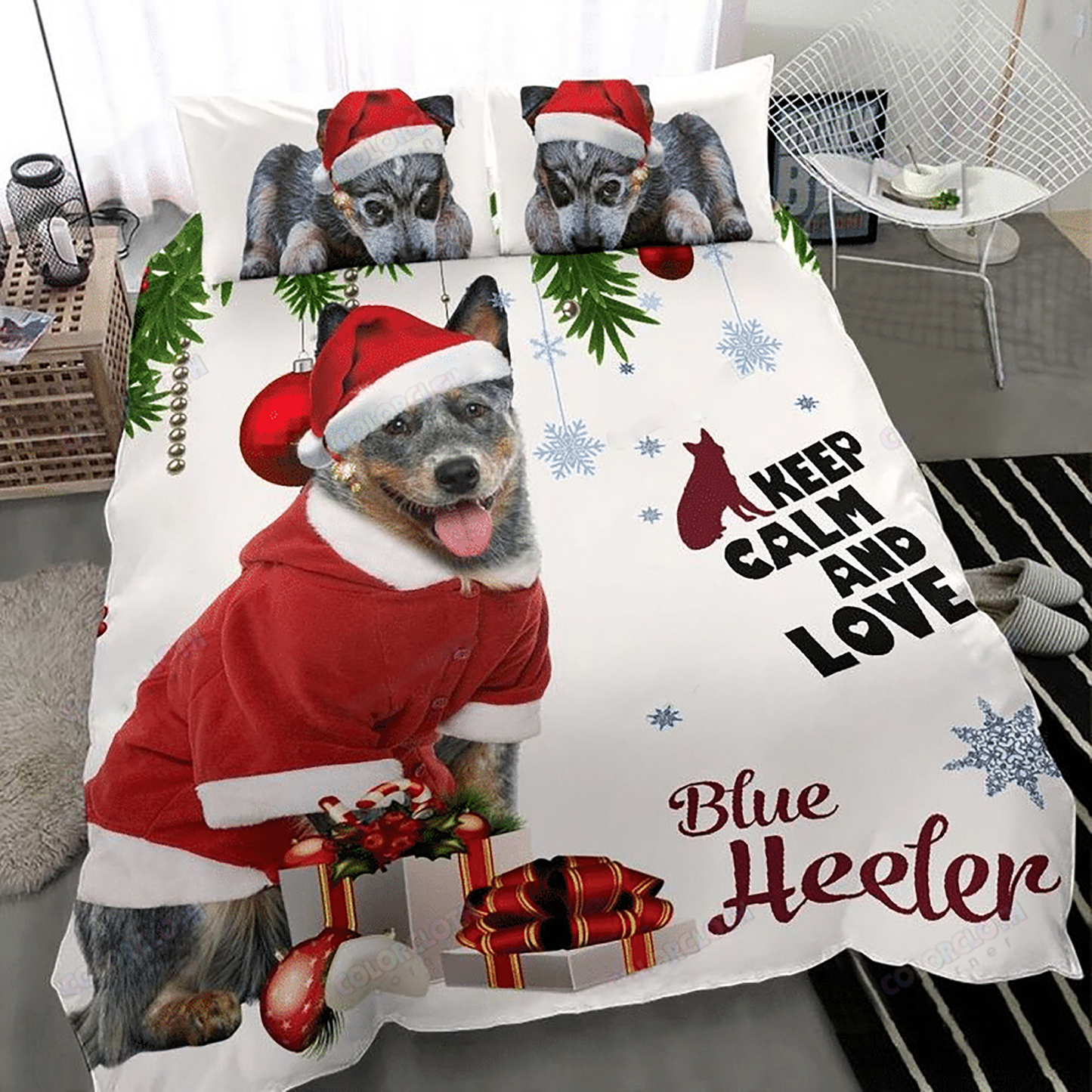 Keep Calm And Love Blue Heeler Christmas Bedding_yy Bedroom Set Bedlinen 3D,Bedding Christmas Gift,Bedding Set Christmas
