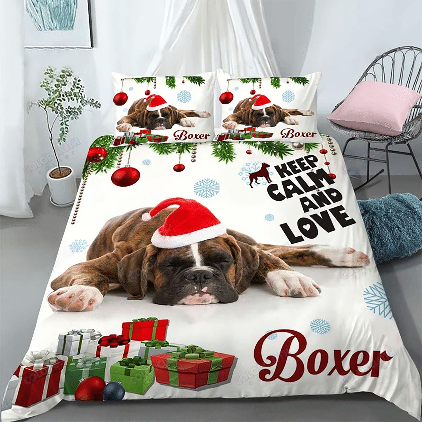 Keep Calm And Love Boxer Dog Christmas Bedding_yyt Bedroom Set Bedlinen 3D,Bedding Christmas Gift,Bedding Set Christmas