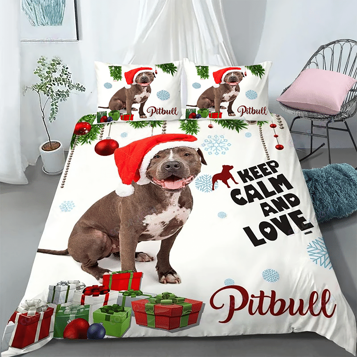 Keep Calm And Love Rottweiler Christmas Bedding Set Bedroom Set Bedlinen 3D,Bedding Christmas Gift,Bedding Set Christmas
