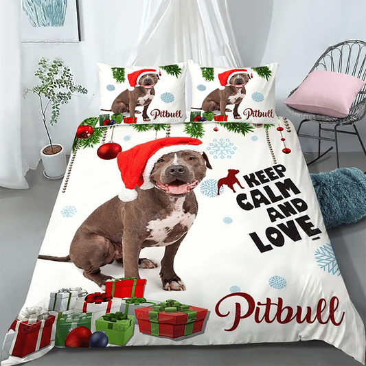 Keep Calm And Love Rottweiler Christmas Bedding Set Bedroom Set Bedlinen 3D,Bedding Christmas Gift,Bedding Set Christmas