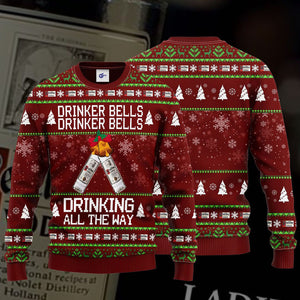 Ketel One Drinker Bells Drinker Bells Drinking All The Way Sweater, Christmas Ugly Sweater, Christmas Gift, Gift Christmas 2022