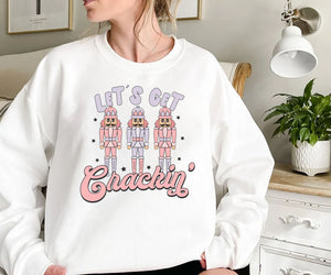 Lets Get Crackin' Sweatshirt, Christmas Sweatshirt, Retro Christmas Sweatshirt, Vintage Santa Christmas Sweatshirt, Retro Holiday Sweatshirt