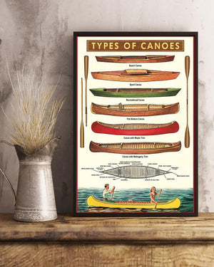 Types of Canoes Wall-art Canvas, Canoes Knowledge Vintage Canvas