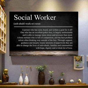 Social worker definition Canvas, Gift New Job Wall Art, Social Poster