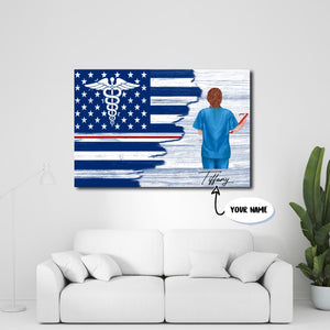 Personalized Name Nurse Canvas - Best Gifts For Nurse - Half Flag Canvas