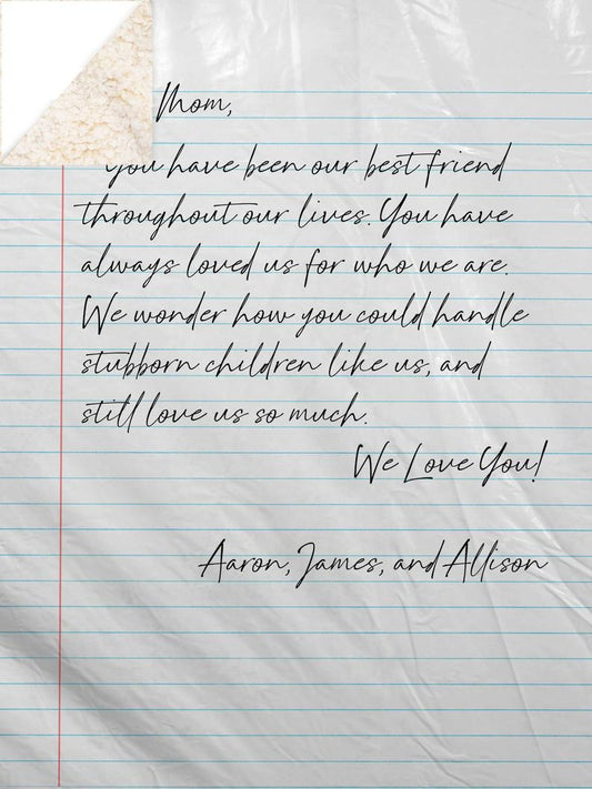 Love Letter Blanket Personalized Gift for Mom, Dad, Grandparent, Wedding, Graduation, Anniversary