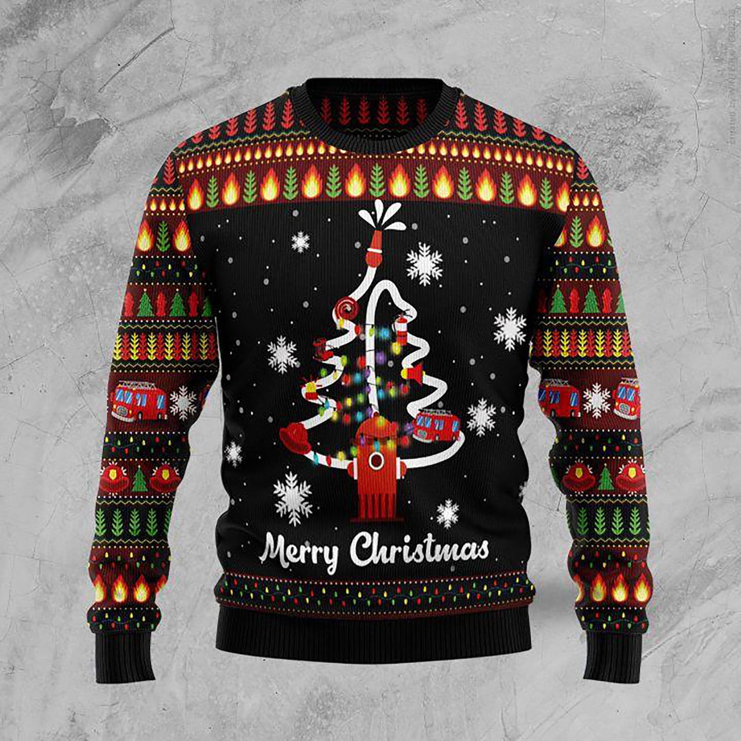 Merry Christmas Firefighter Ugly Christmas Sweater, Christmas Ugly Sweater, Christmas Gift, Gift Christmas 2024