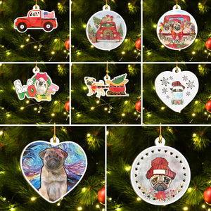 Merry Pugmas Black Pug Ornament Set, Merry Woofmas Ornament Set, Funny Xmas Ornament Family Gift Idea