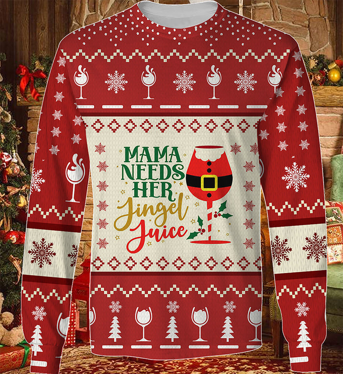 Mama Needs Her Jingel Juice Christmas KNITTED 3D Sweater, Christmas Ugly Sweater, Christmas Gift, Gift Christmas 2024