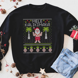Mele Kalikimaka Hawaiian Santa themed funny sweatshirt gifts christmas ugly sweater for men and women