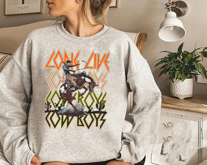 Mens Long Live Cowboy Riding Horse cool western Life Men Boys Premium SweatShirt