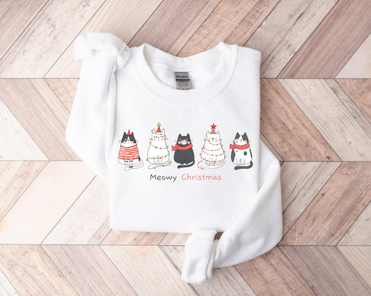 Meowy Christmas Sweatshirt,Happy Cat Year Shirt,Funny Christmas Cat Shirt,Cat Christmas Sweatshirt,Cats Sweatshirt,Cat Lover Christmas Shirt