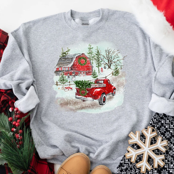 Merry Christmas Red Truck Sweatshirt Christmas Sweatshirt for Family  Christmas Family Sweat  Christmas Truck Family Sweater