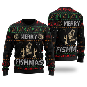 Merry Fishmas Fishing Image Fish Noel Pattern Ugly Sweater, Christmas Ugly Sweater, Christmas Gift, Gift Christmas 2024