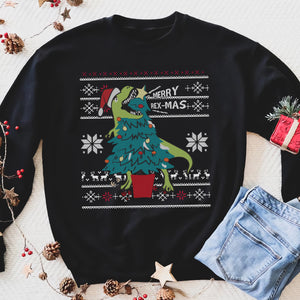 Merry Rex-mas tree - funny sweatshirt gifts christmas ugly sweater for men and women