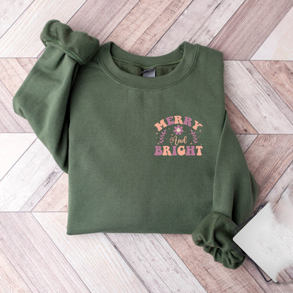 Merry and Bright Sweatshirt, Cute Womens Christmas Sweatshirt, Merry Christmas, Christmas Crewneck, Holiday Sweatshirt, Winter Sweatshirt