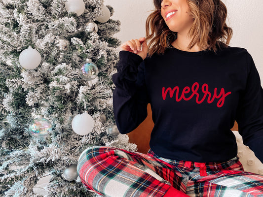 Merry shirt, womens christmas shirt, Christmas Outfit, womens christmas shirt, Christmas Sweatshirt