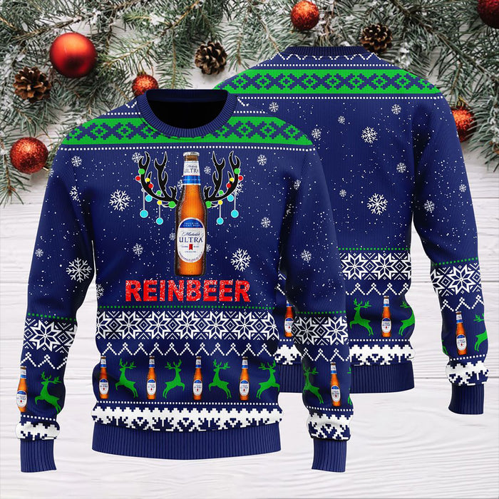 Michelob Ultra Reinbeer Christmas Sweater, Christmas Ugly Sweater, Christmas Gift, Gift Christmas 2022