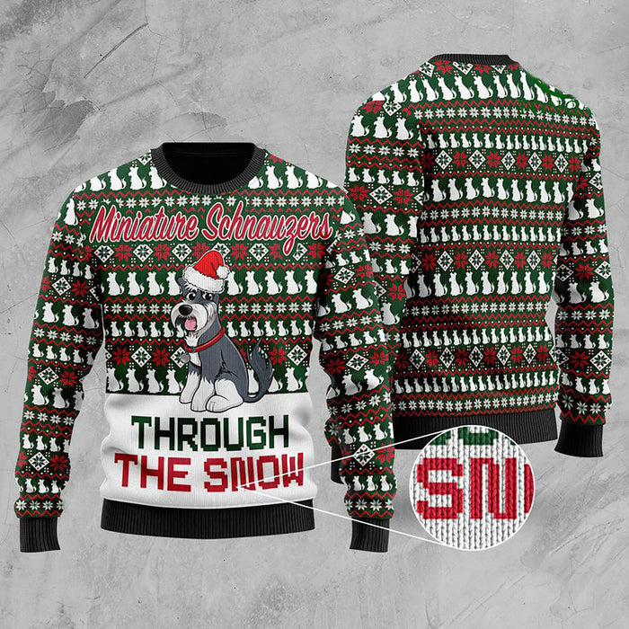 Miniature Schnauzers Through The Snow Christmas Ugly Sweater, Christmas Ugly Sweater, Christmas Gift, Gift Christmas 2022
