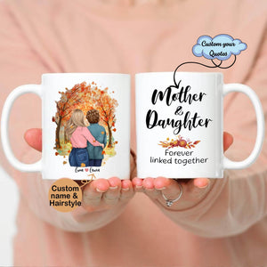 Mother and Daughter Forever linked together, Mother and Daughter Mugs, Personalized Mugs