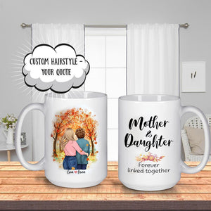 Mother and Daughter Forever linked together, Mother and Daughter Mugs, Personalized Mugs