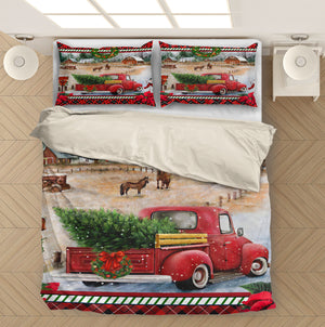 It's The Most Wonderful Time Of The Year Truck Bedding Set, Merry Christmas Bedding Set, Xmas Family Gift Idea