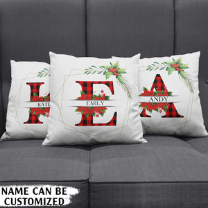 Personalized Name Funny Buffalo Plaid Christmas Family Gift Customized Canvas Pillow For Men, Women and Kids