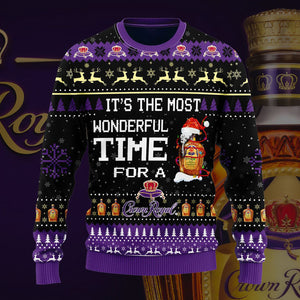 Most Wonderful Time For A Crown Royal Christmas Sweater, Christmas Ugly Sweater, Christmas Gift, Gift Christmas 2022