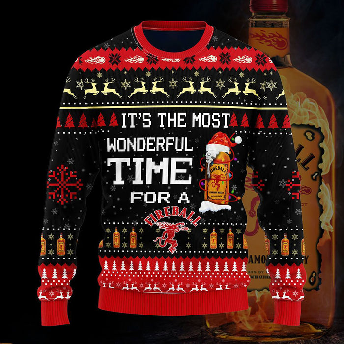 Most Wonderful Time For A Fireball Christmas Sweater, Christmas Ugly Sweater,Christmas Gift,Gift Christmas 2022