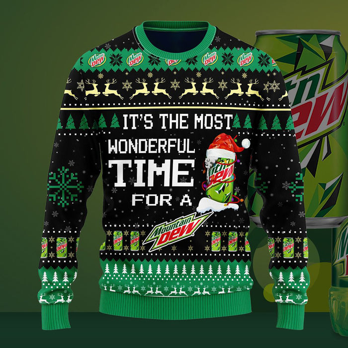 Most Wonderful Time For A Mountain Dew Christmas Sweater, Christmas Ugly Sweater, Christmas Gift, Gift Christmas 2022