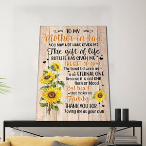 Mother In Law Sunflower, Gift for Mother, Mother In Law Canvas