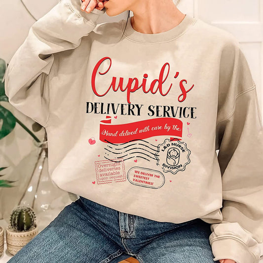 NICU L & D Nurse Valentine T-Shirt, Cute Cupid's Delivery Co Sweatshirt, NICU squad love Long Sleeve, Lot's of Love Neonatology Crew Hoodie Gift for friends