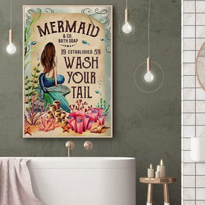 Mermaid &CO. bath soap wash your tail, Wall-art Canvas, Mermaid Canvas, Home-living