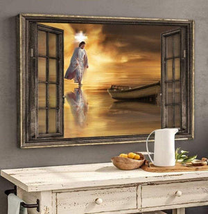 Jesus Christ Walks On Water Window Canvas