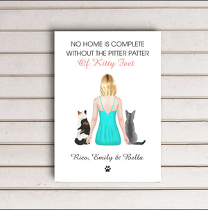 No home is complete without the pitter patter of kitty feet, Canvas-Poster-Digital file meaningful gift, Love Cats gifts, Couple gift, Art Print gift
