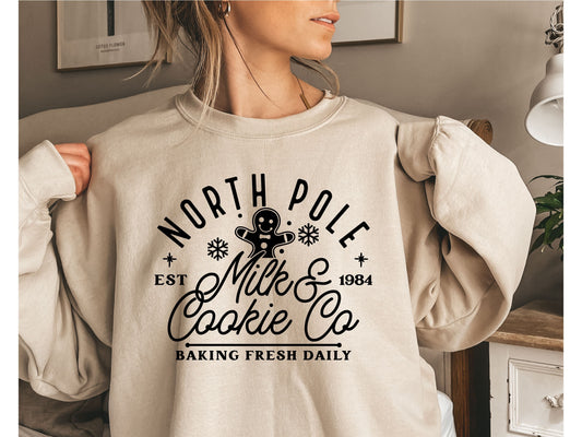 North Pole Milk and Cookie Co, Christmas Sweatshirt, Baking Christmas Sweater, Christmas Cookie Shirt, Gingerbread Sweater, Christmas Gift