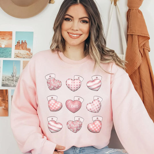 Nurse Valentine T-Shirt Valentine's Day for Nurses, Candy Heart Valentines Sweatshirt, Nurse Crew Long Sleeve, Xoxo Hoodie
