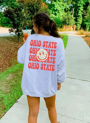 Ohio state shirt, Ohio Themed Sweatshirt, Ohio Tailgate Apparel, Ohio Game Day Sweatshirt, Smiley Face Sweatshirt, Ohio State University